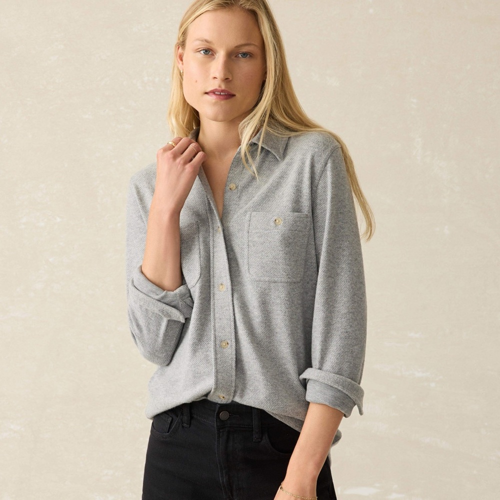 Faherty Legend Sweater Shirt Gray Medium